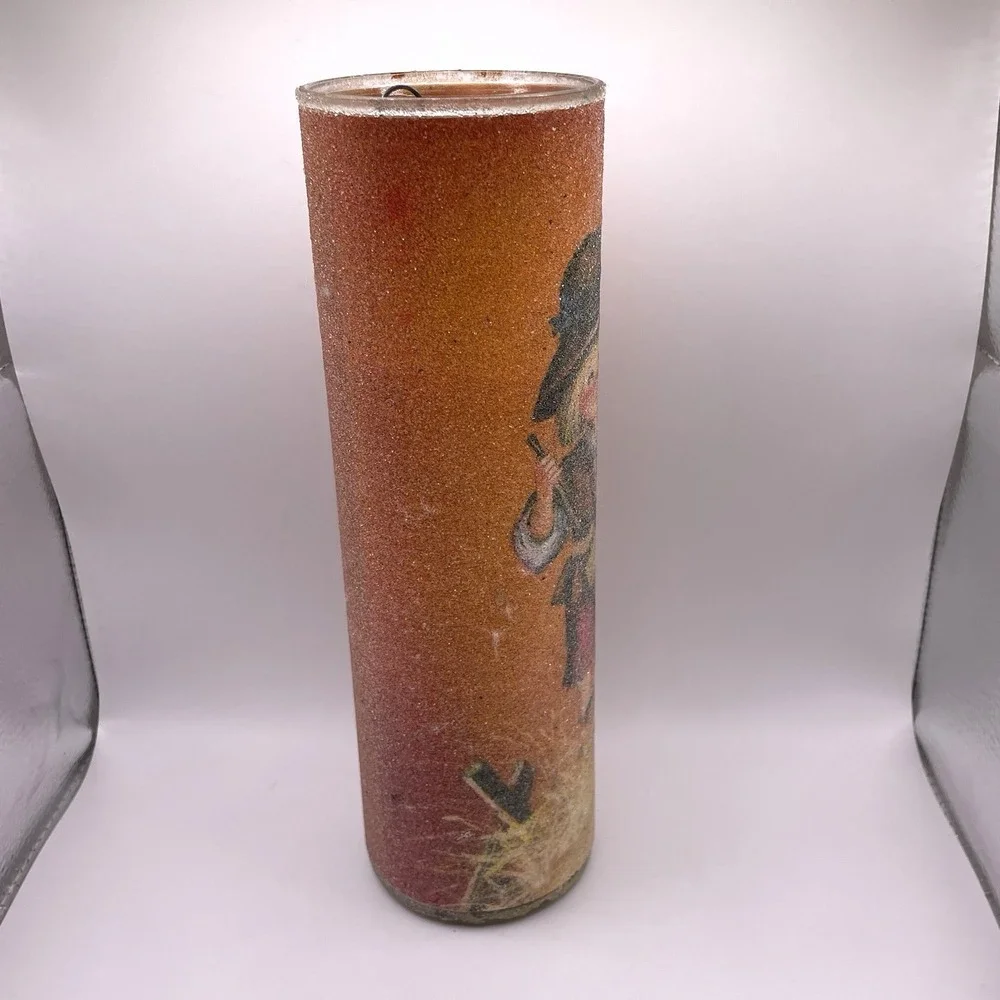 Vintage Tallboy Sugared Frosted Cylinder Candle‎ Christmas Drummer Boy